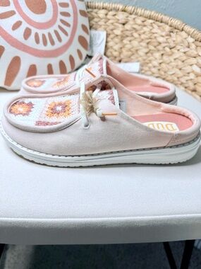 Hey Dude Blush Pink Crochet Slip-On Mules
